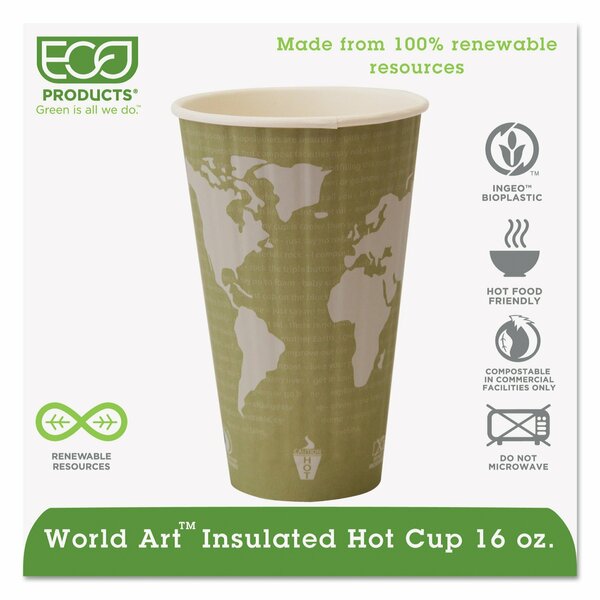 Eco-Products Insulated Cup 16oz. Green, PLA, Pk600 EP-BNHC16-WD